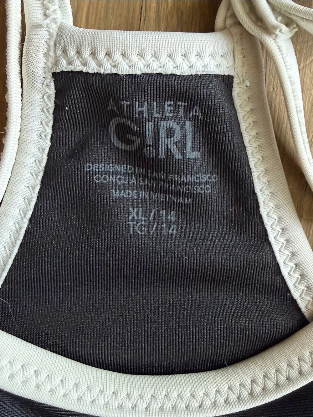 Athleta Girl Black & White High Neck Swim Top and Boyshort Set XL/14